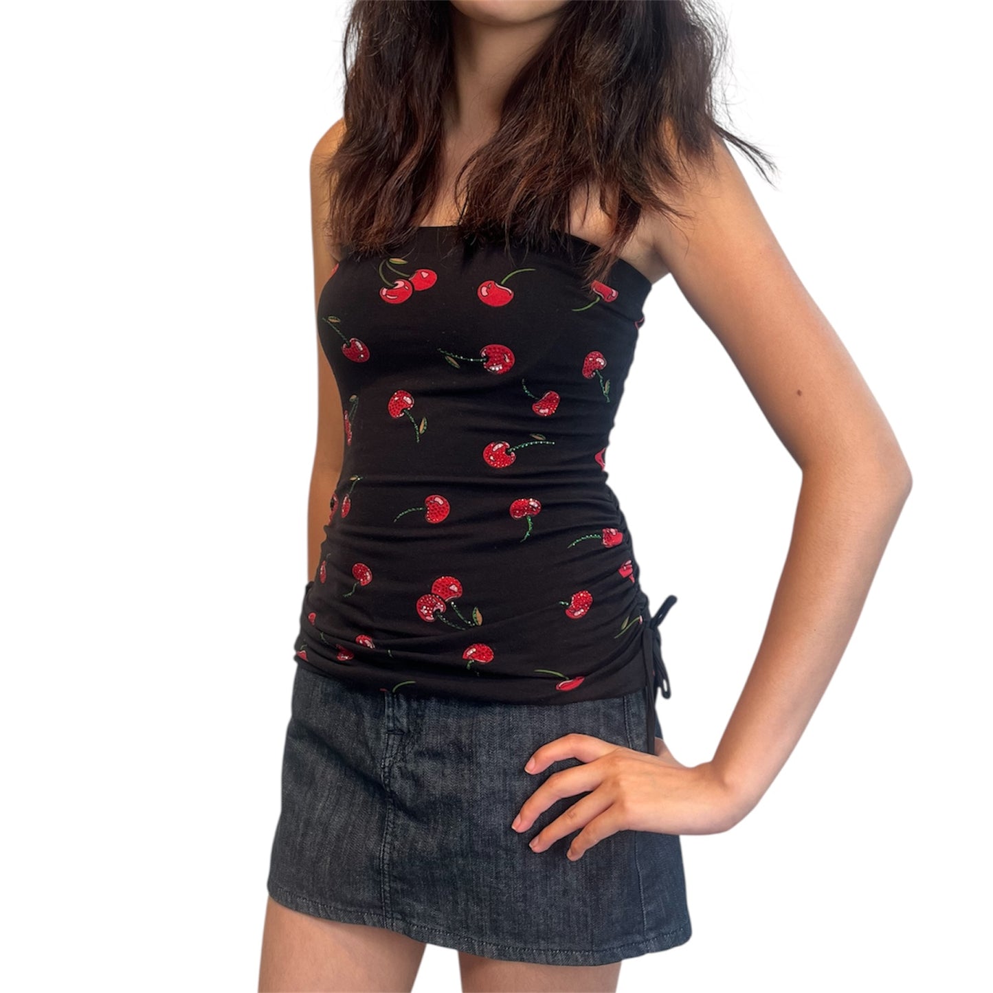 Cherry Rhinestone Tube Top