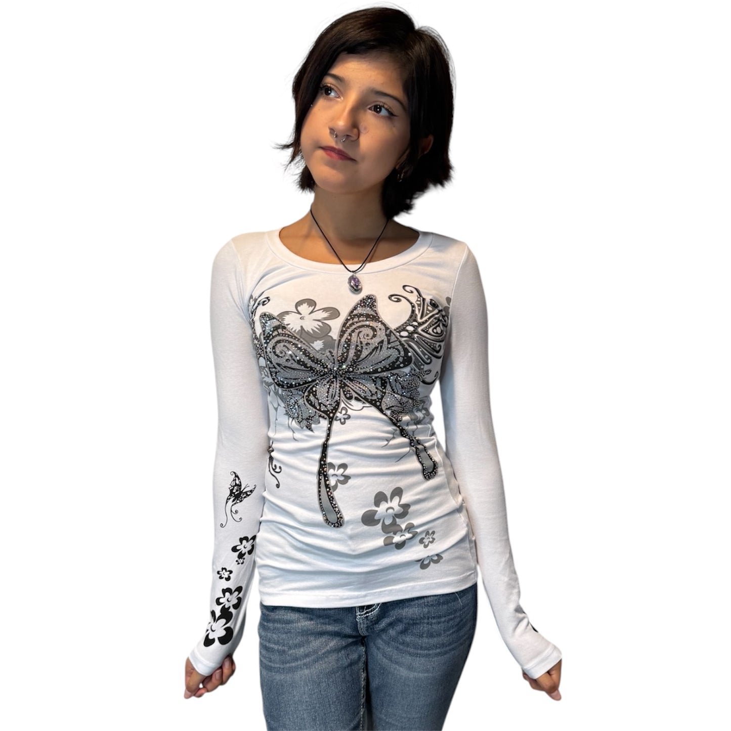 Butterfly Bliss Long Sleeve White