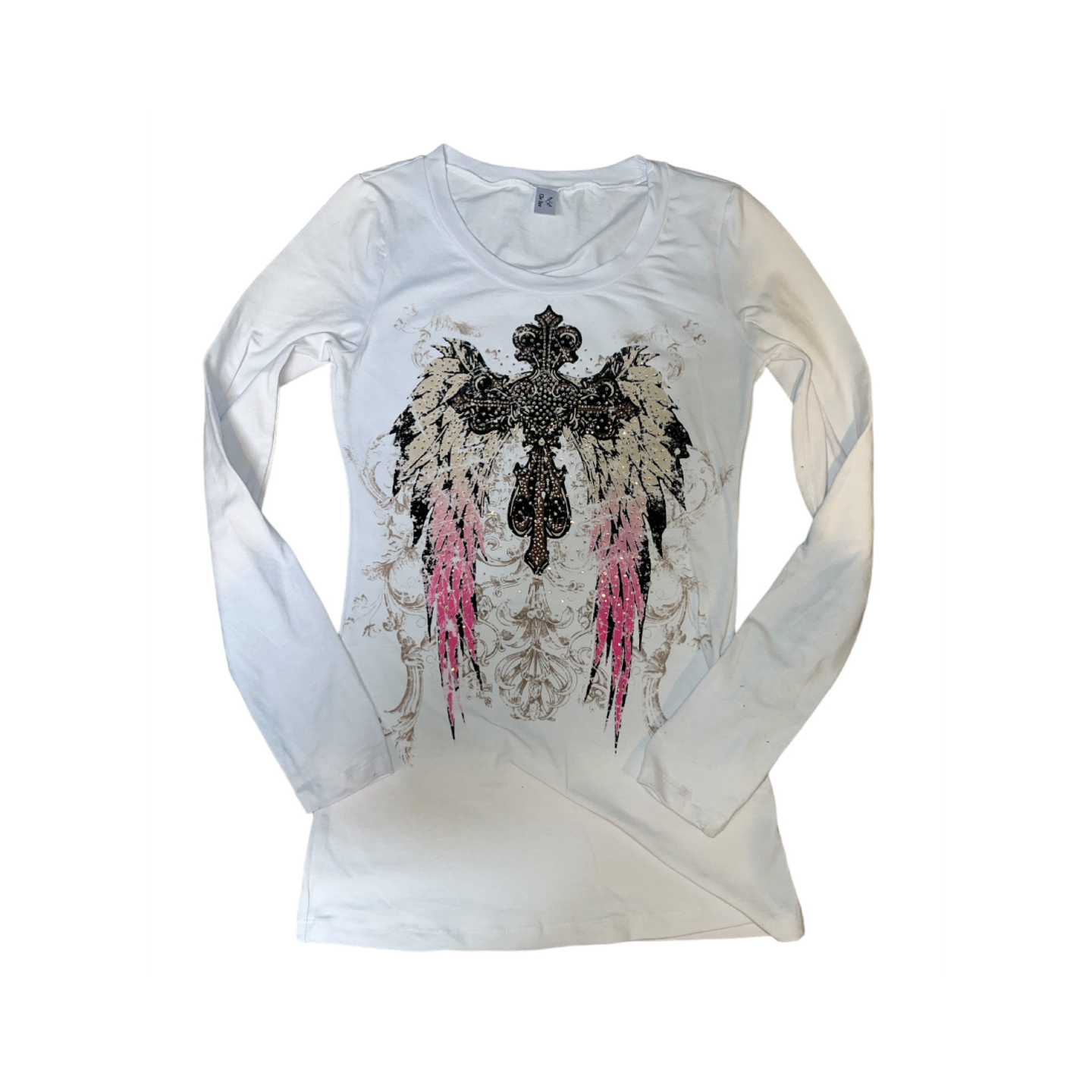 Angela Rhinestone Long Sleeve White