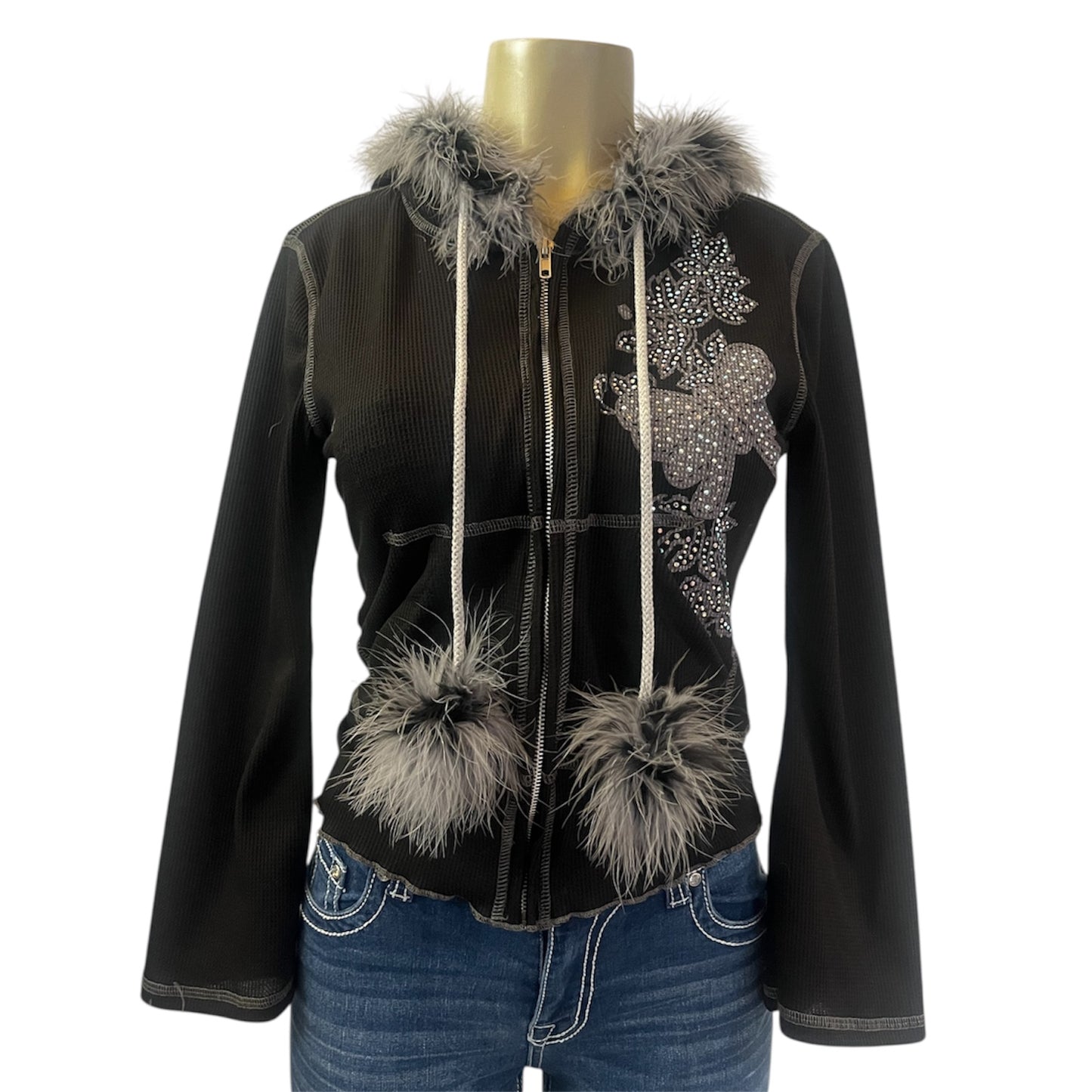 Butterfly Bliss Zip Up Hoodie Black