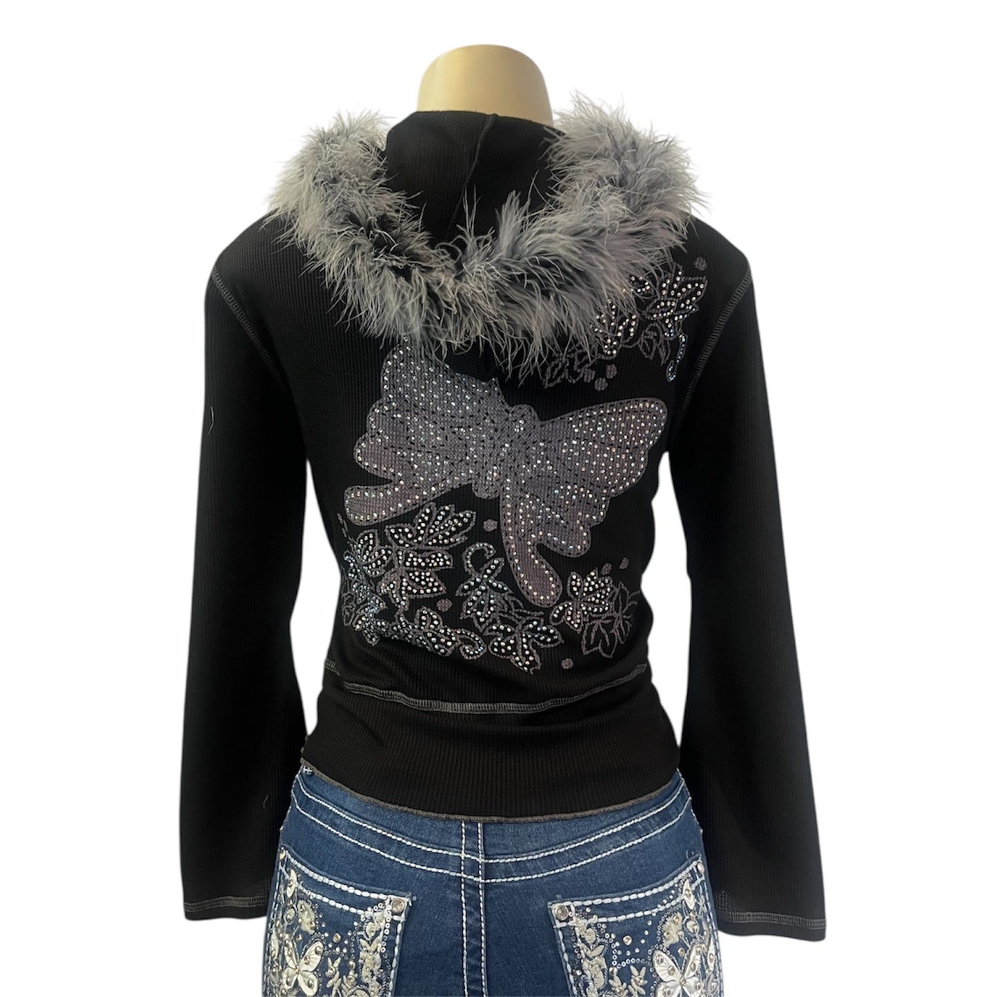 Butterfly Bliss Zip Up Hoodie Black