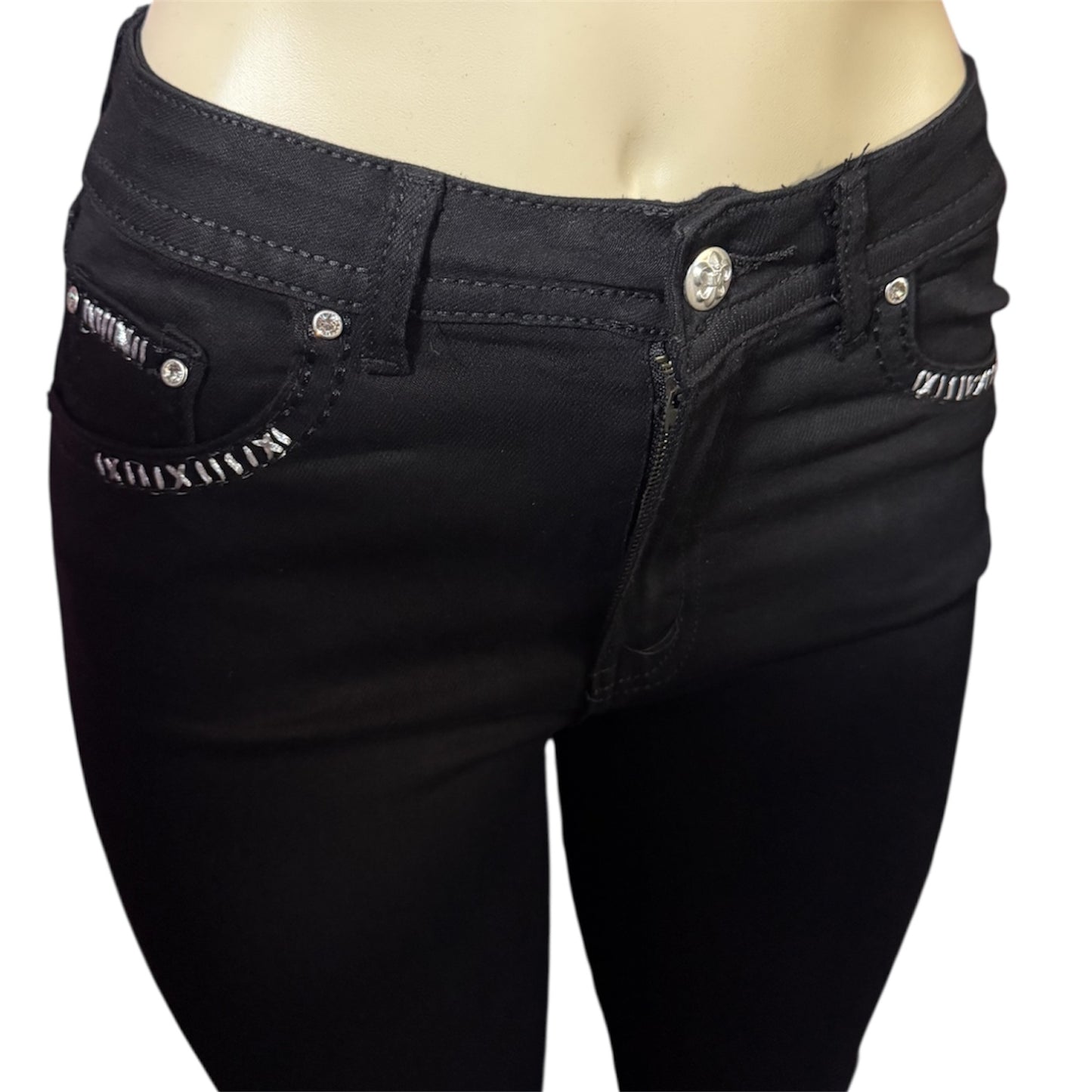 Bella Rhinestone Flared Black Jeans