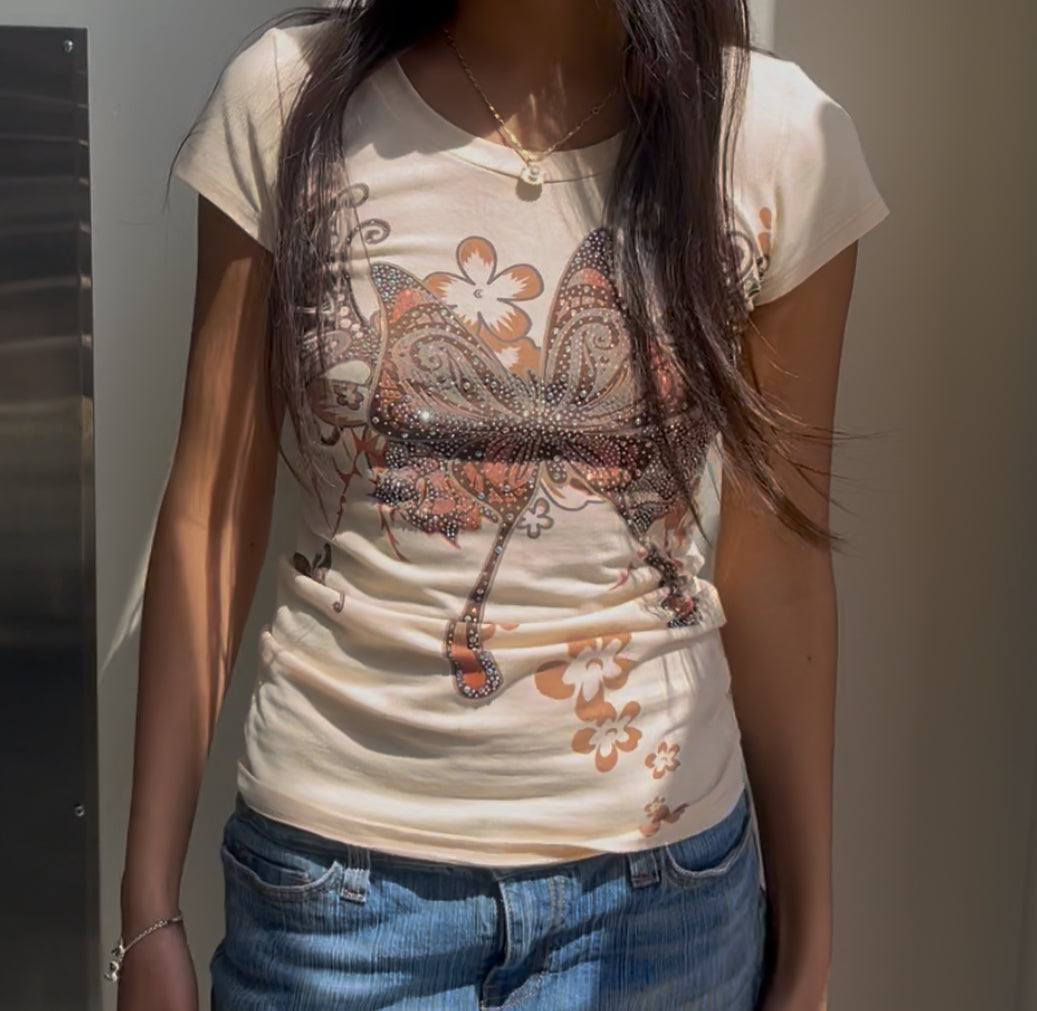 Butterfly Bliss T Shirt Light Yellow