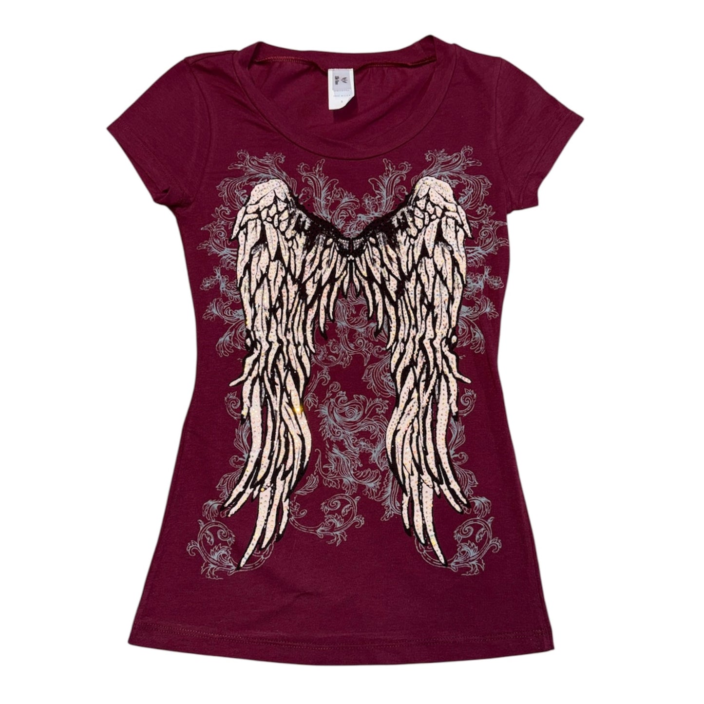 Angel Wings Short Sleeve Burgundy