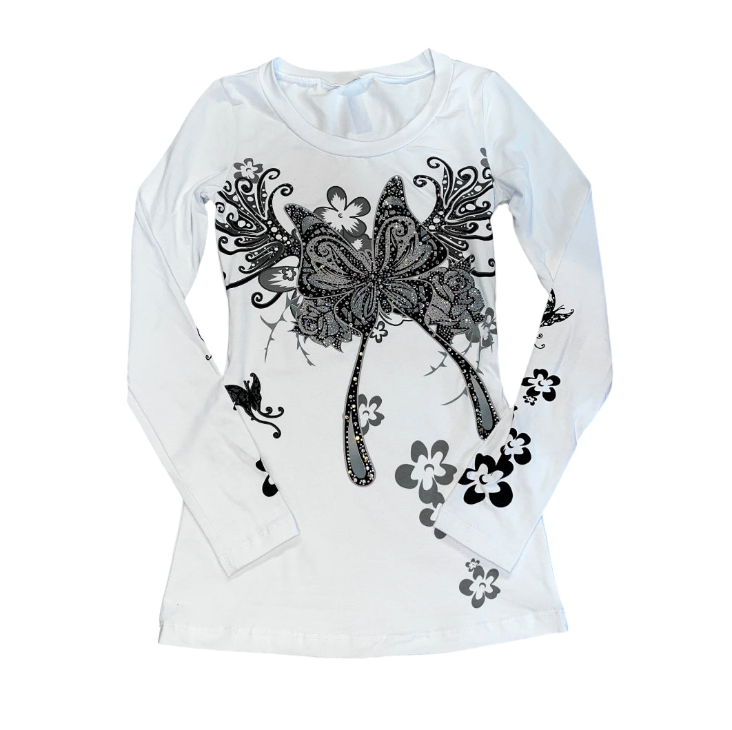 Butterfly Bliss Long Sleeve White