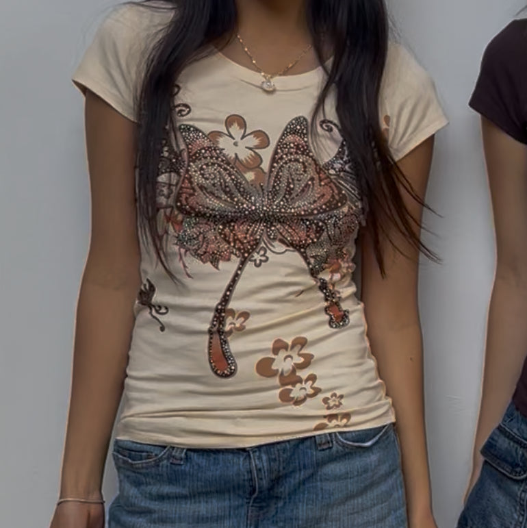 Butterfly Bliss T Shirt Light Yellow