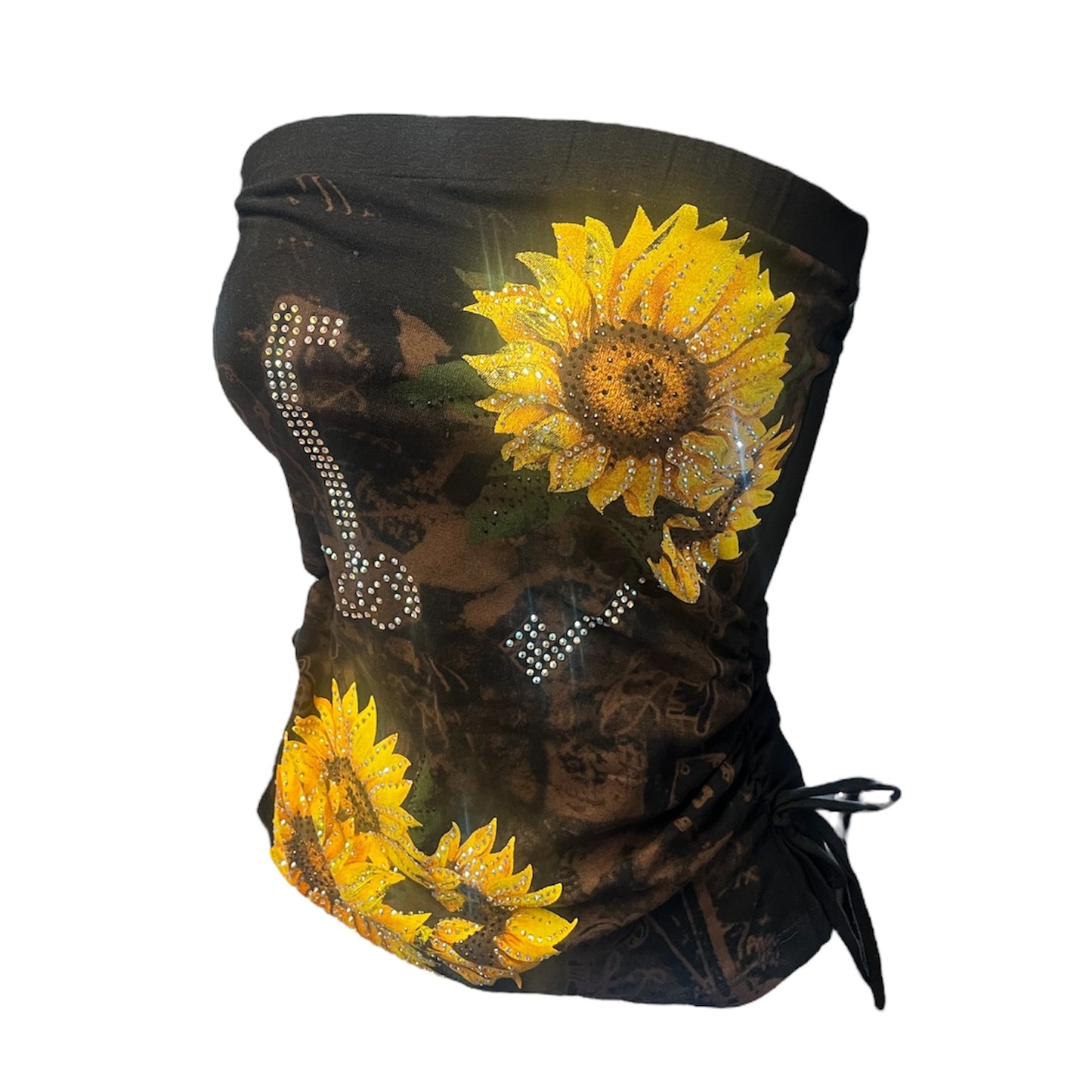 Sunflower Rhinestone Tube Top Black