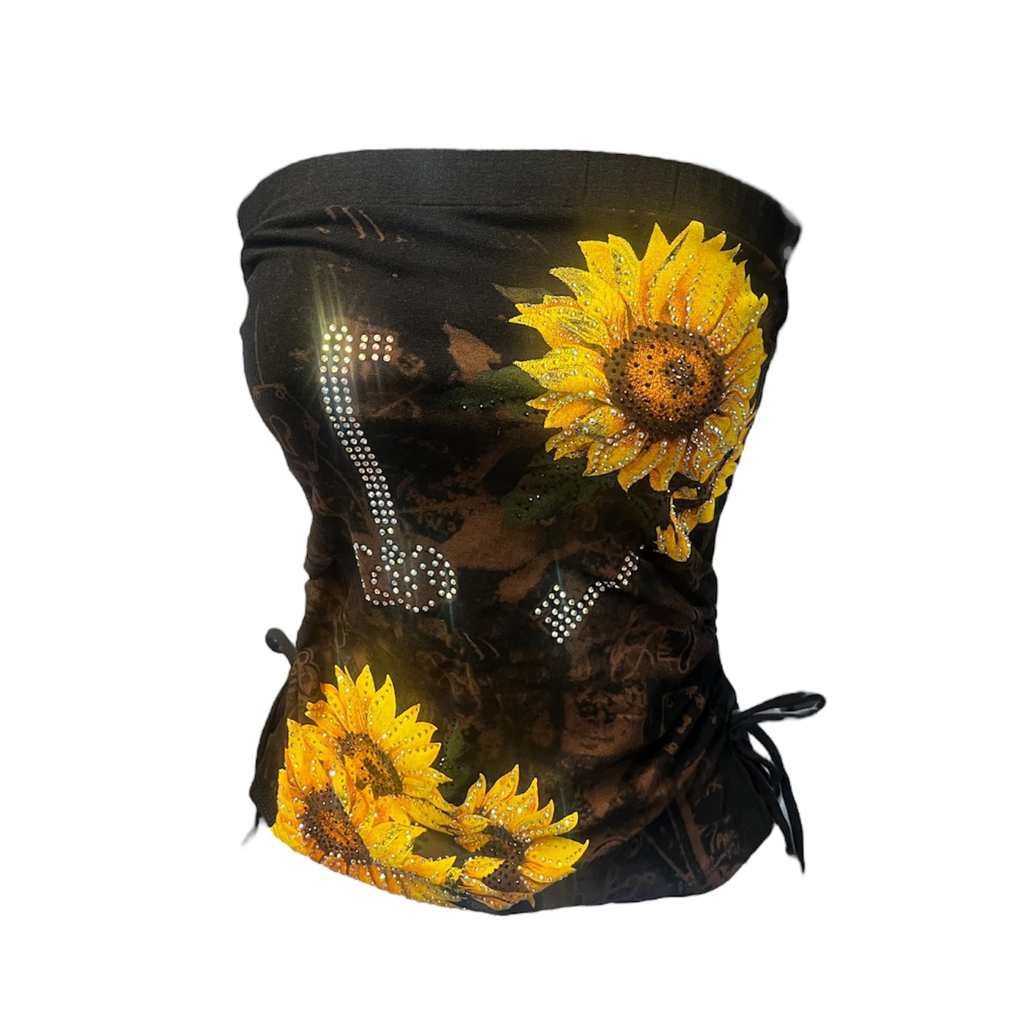 Sunflower Rhinestone Tube Top Black