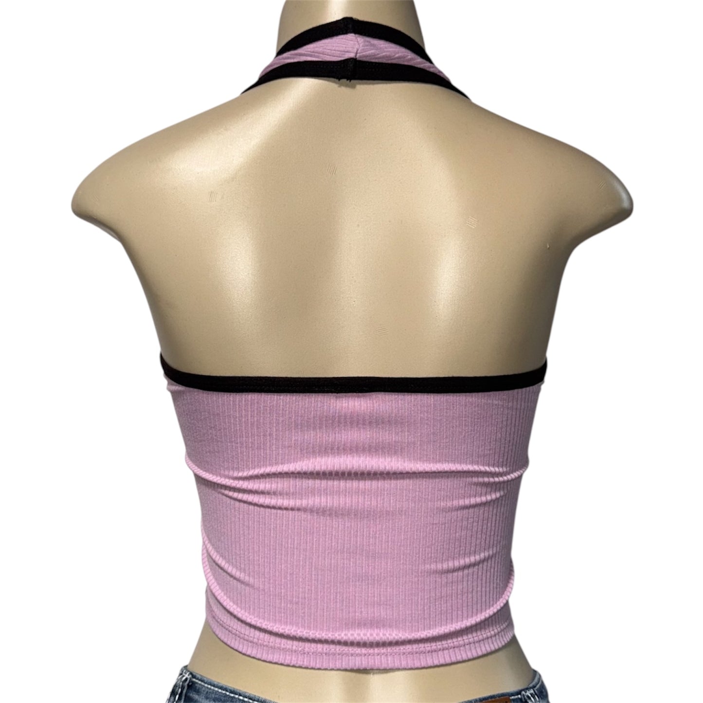 Lilia Rhinestone Cropped Halter Top Lilac