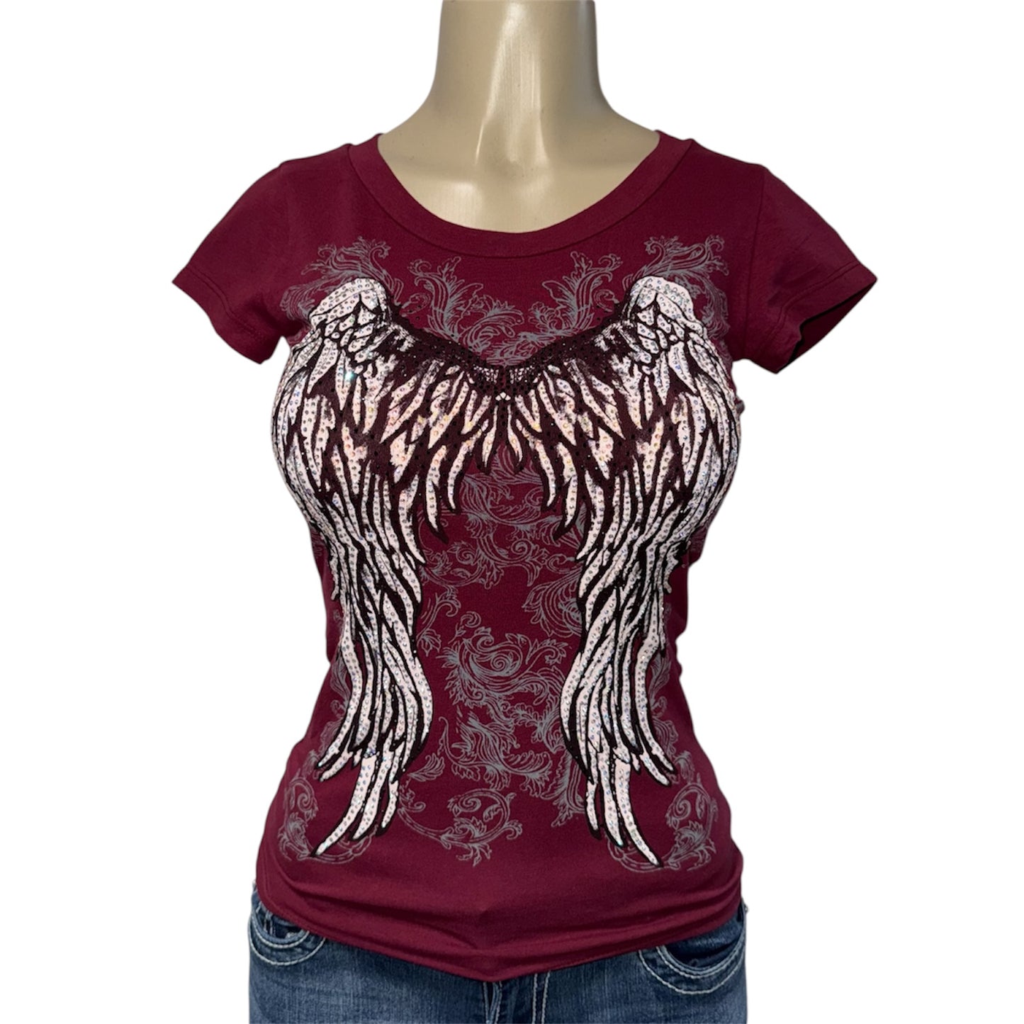 Angel Wings Short Sleeve Burgundy