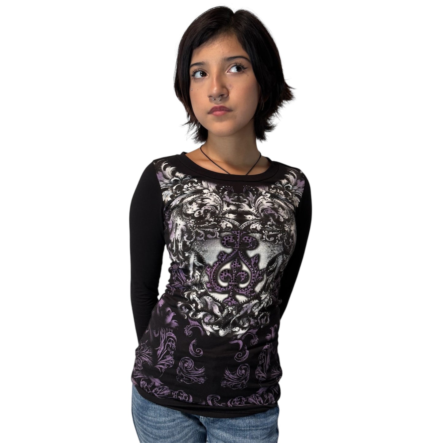 Aurora Rhinestone Long Sleeve Purple