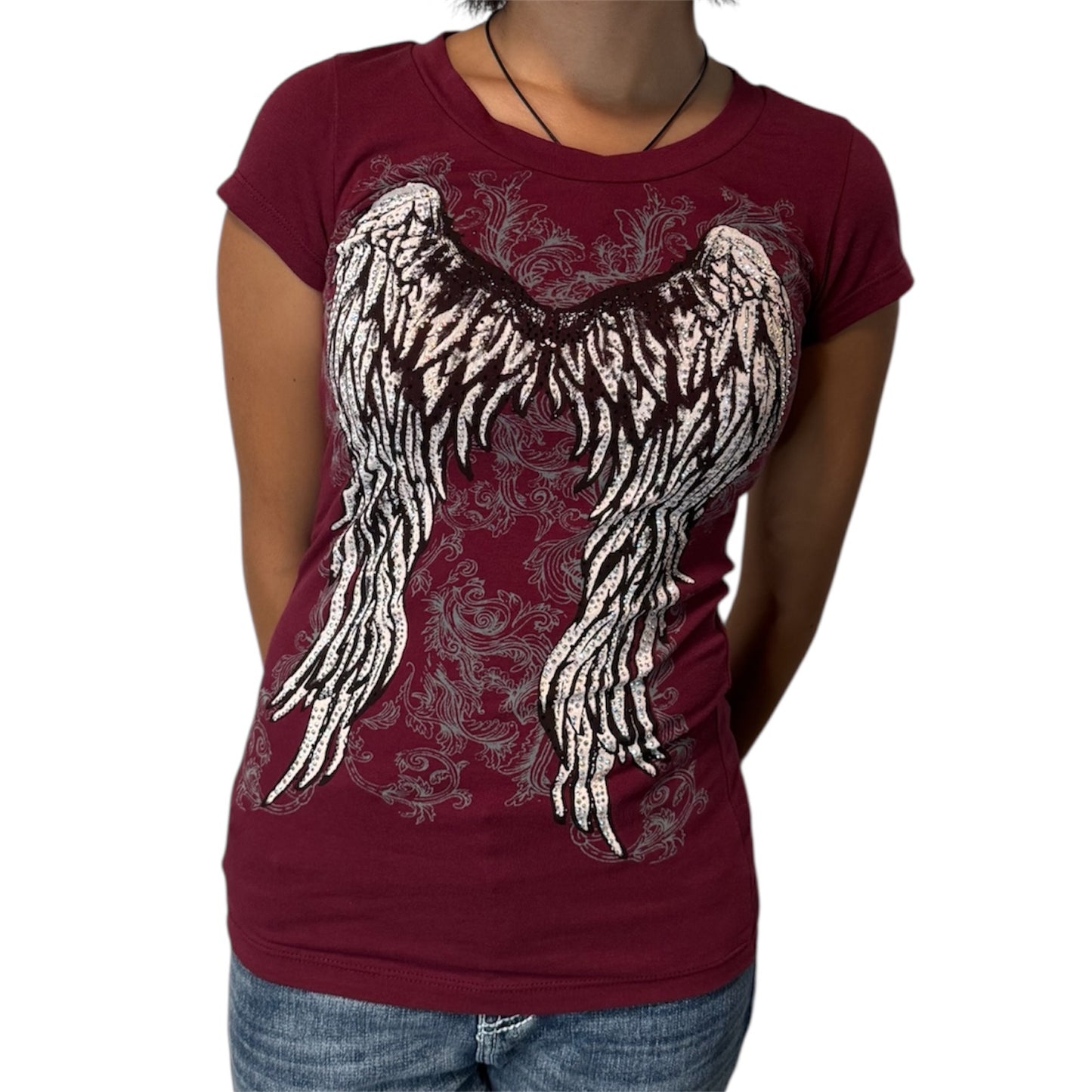 Angel Wings Short Sleeve Burgundy