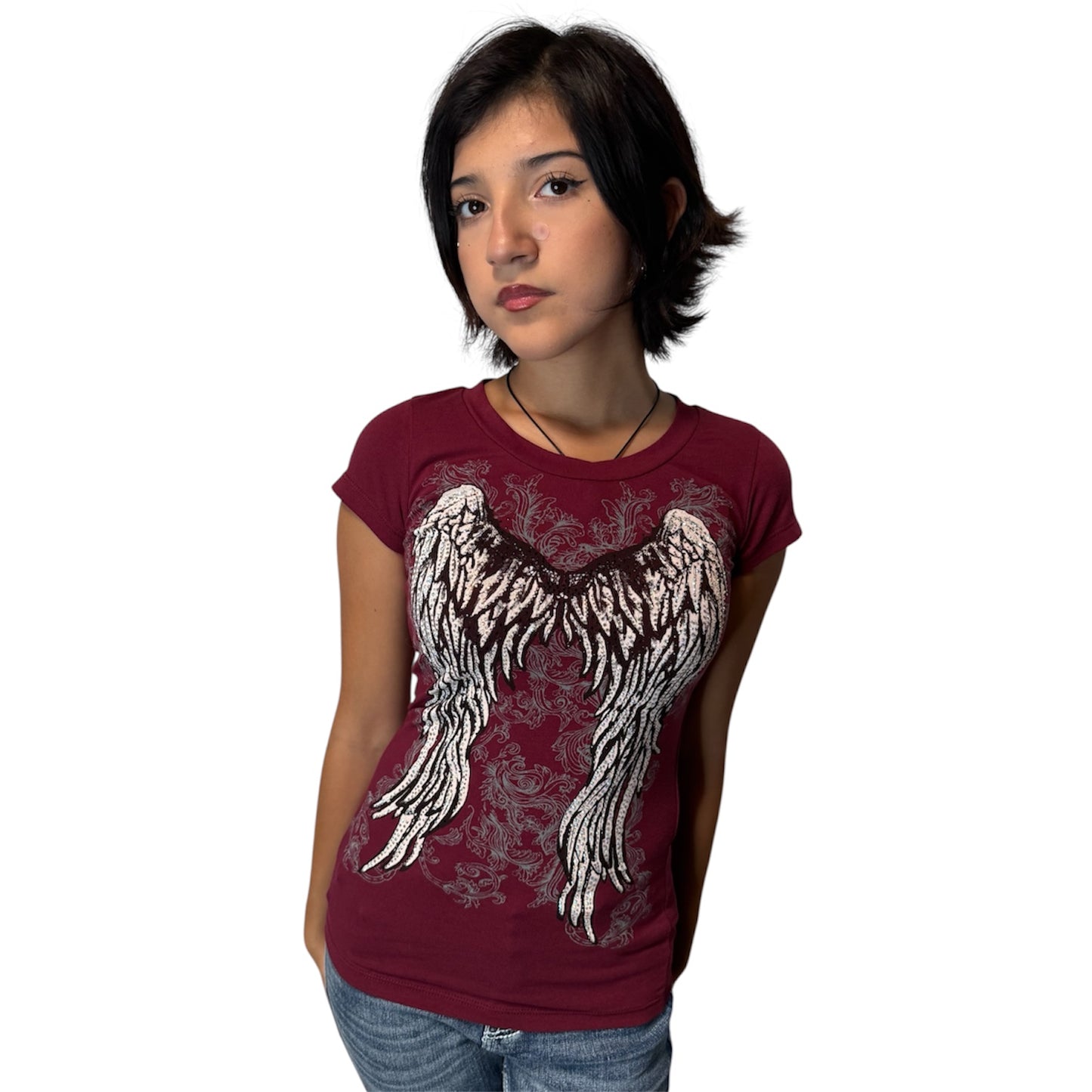 Angel Wings Short Sleeve Burgundy