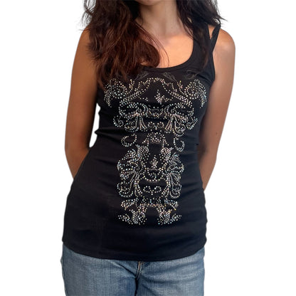 Obsessed Rhinestone Rib Knit Tank Top