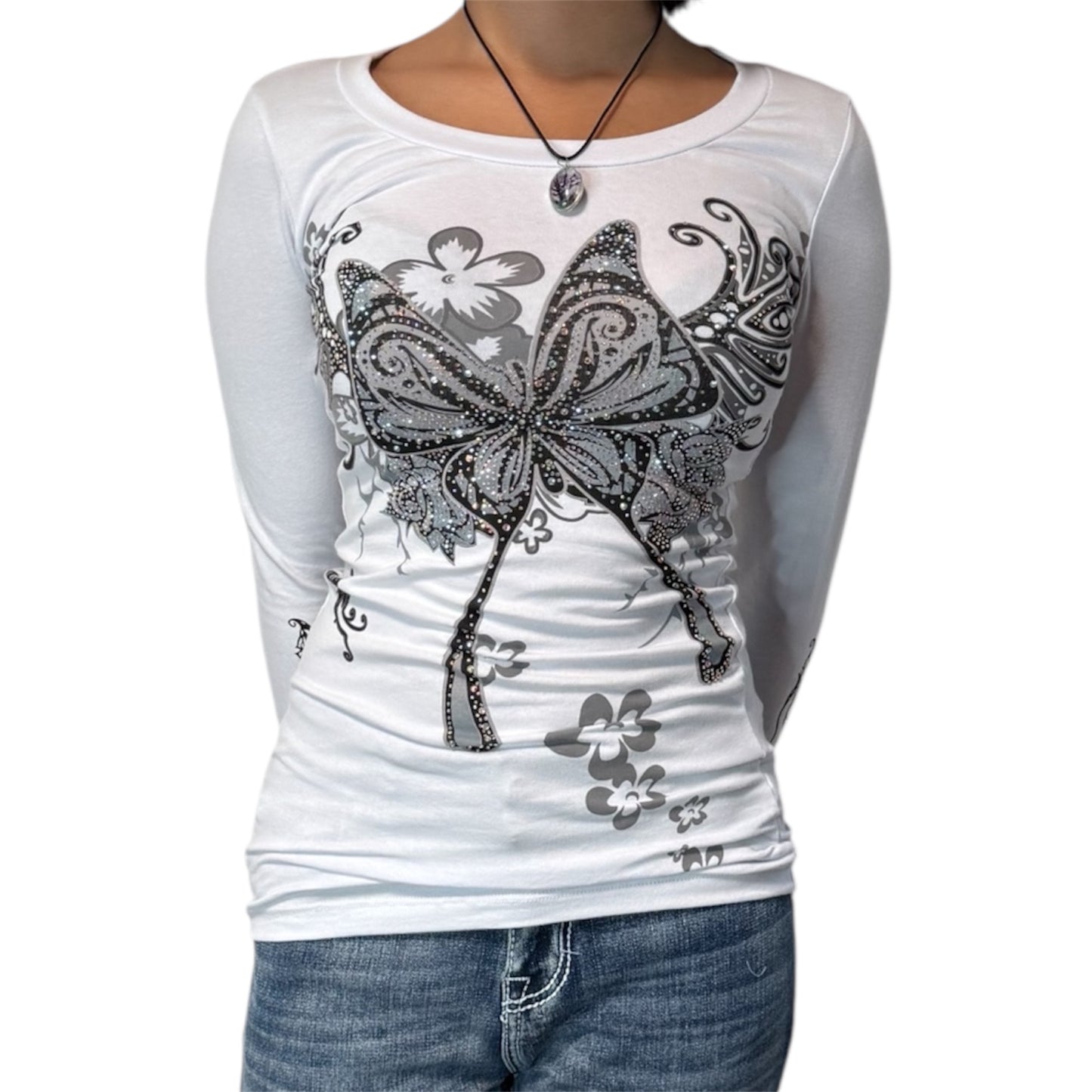 Butterfly Bliss Long Sleeve White