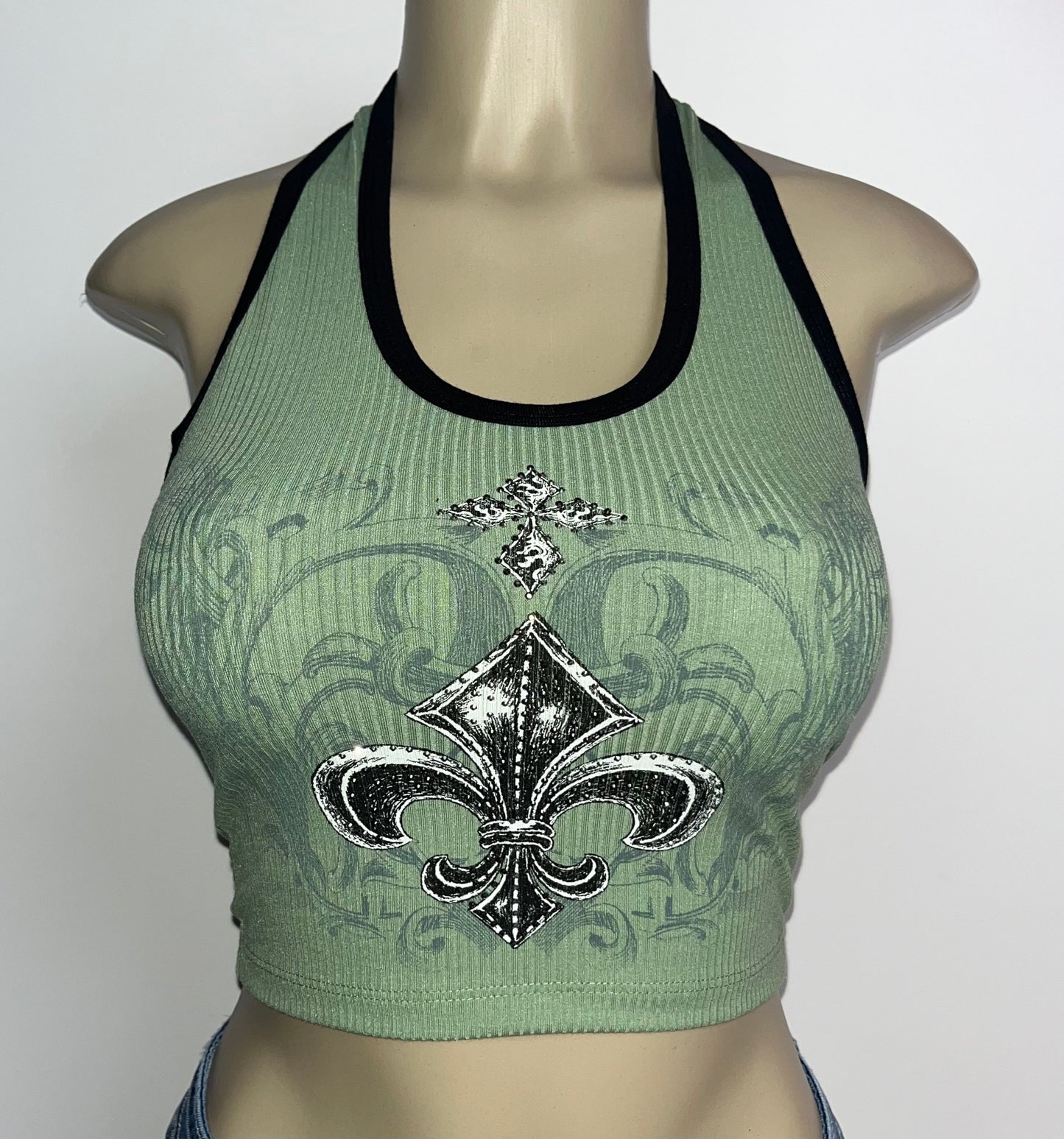 Lilia Rhinestone Halter Top Green