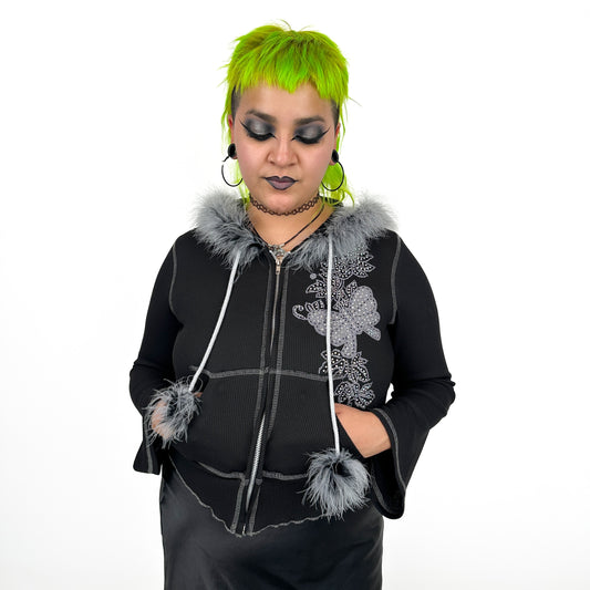 Butterfly Bliss Zip Up Hoodie Black