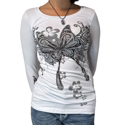 Butterfly Bliss Long Sleeve White