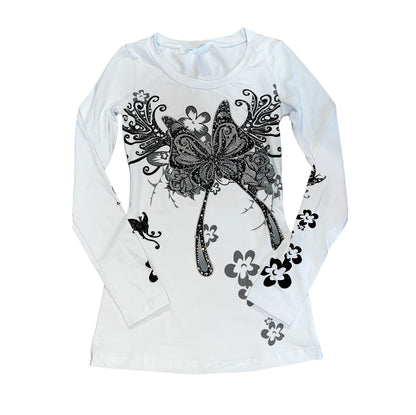 Butterfly Bliss Long Sleeve White