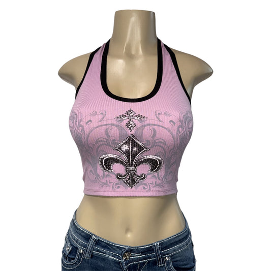 Lilia Rhinestone Cropped Halter Top Lilac