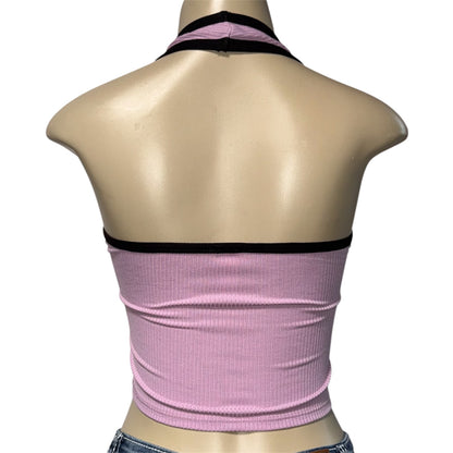 Lilia Rhinestone Cropped Halter Top Lilac