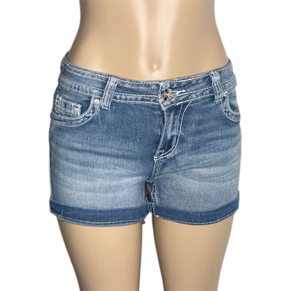 Chelsea Rhinestone Mid Waist Shorts