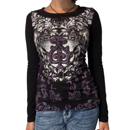 Aurora Rhinestone Long Sleeve Purple