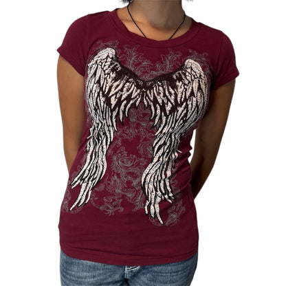 Angel Wings Short Sleeve Burgundy
