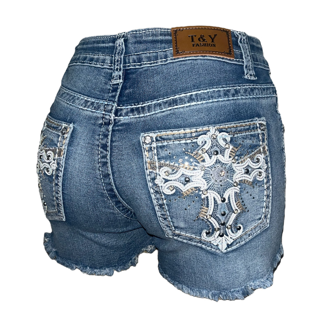 Denim Rhinestone Shorts