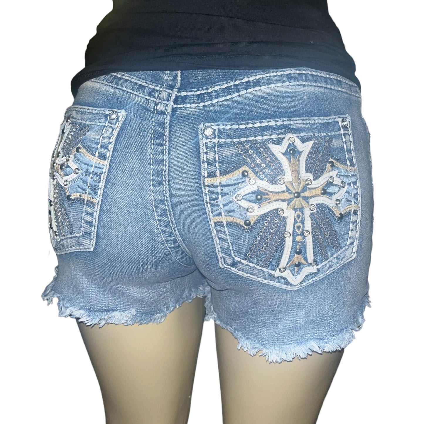 Sylvia Denim Rhinestone Shorts